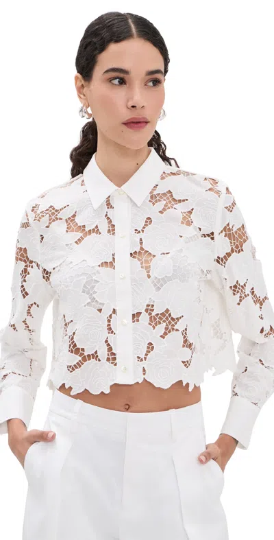 L'agence Seychelle Cropped Button Down Shirt Ivory In White