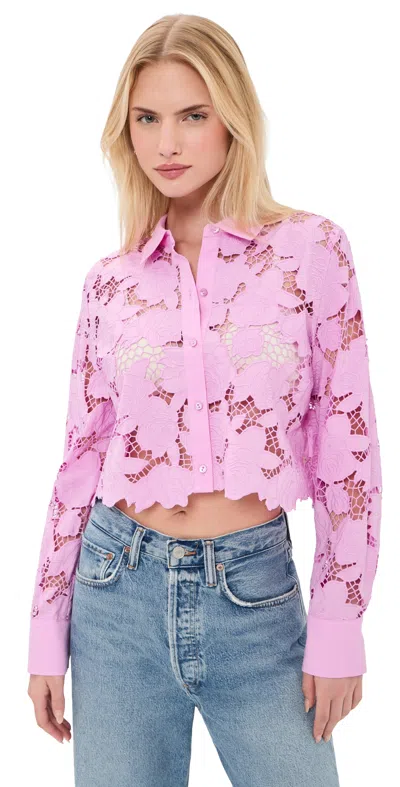 L'agence Seychelle Cropped Button Down Shirt Peony In Pink