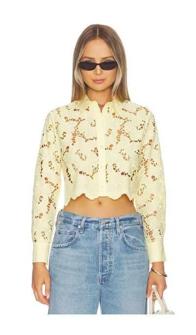 L'agence Seychelle Cropped Button Down Top In Yellow