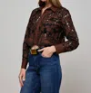 L'agence Seychelle Cropped Eyelet Blouse In Hot Fudge/black In Brown