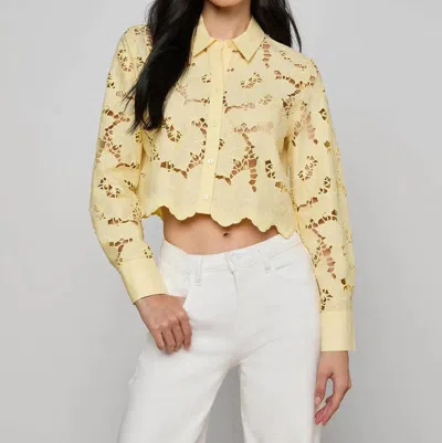 L'agence Seychelle Floral Eyelet-embroidered Cropped Shirt In Neutral