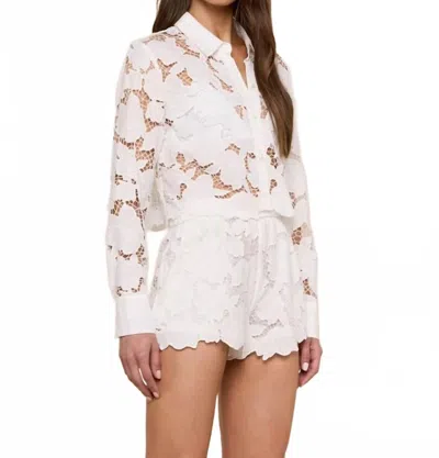 L'agence Seychelle Cropped Eyelet Blouse In White In Multi
