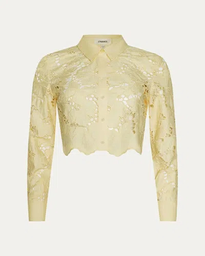 L'agence Seychelle Floral Eyelet-embroidered Cropped Shirt In Neutral