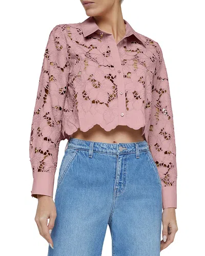 L'agence Seychelle Lace Button Front Shirt In Pink