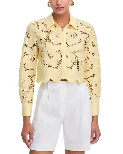 L'agence Seychelle Lace Button Front Shirt In Yellow