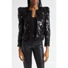 L'agence Shai Paillette Strong Shoulder Jacket In Black