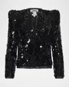 L'agence Shai Sequined Metallic Tweed Jacket In Black