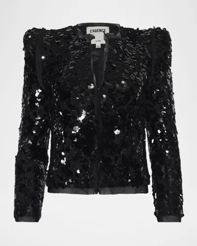 L'AGENCE SHAI SEQUINED METALLIC TWEED JACKET