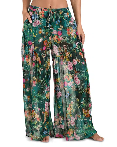 L'agence Sharon Charonda Butterfly Sheer Wide Leg Pants Swim Cover-up In Multi