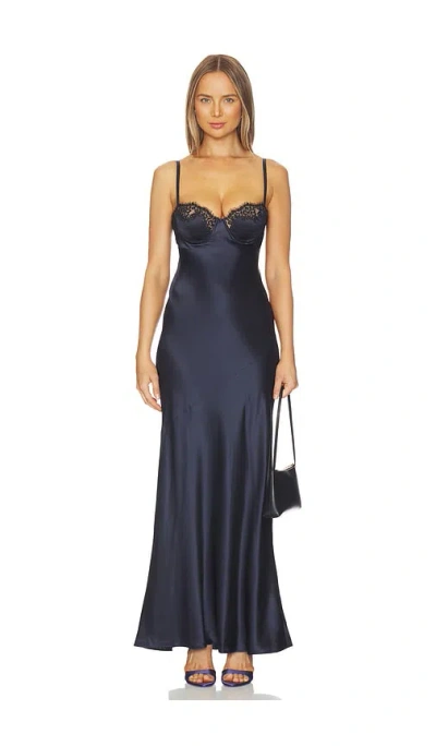 L'agence Shayla Lace Bias Cut Maxi Dress In Blue