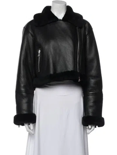 Pre-owned L'agence Shearling Fur Jacket In Black
