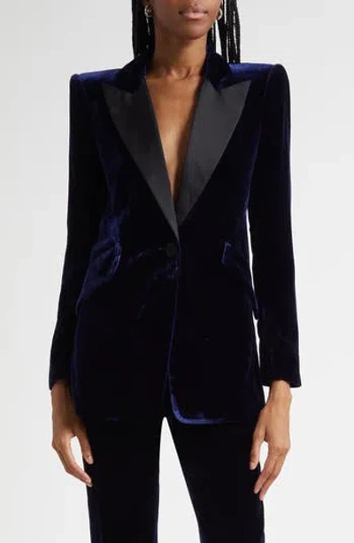 L'agence Sheila Structured Velvet Blazer In Black