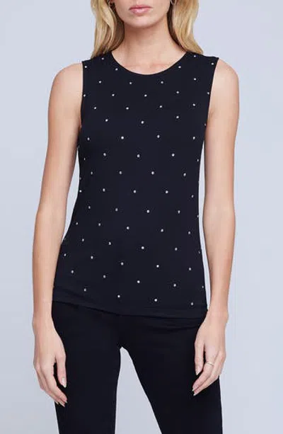 L'agence Shelly Rhinestone Embellished Tank Top In Black
