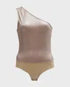 L'agence Sheridan Metallic One-shoulder Bodysuit In Brown