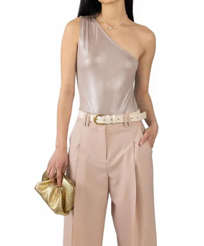L'agence Sheridan Metallic One Shoulder Bodysuit In Macchiato In Multi