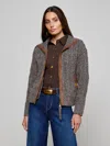 L'agence Shiloh Cable Knit Cardigan In Gray