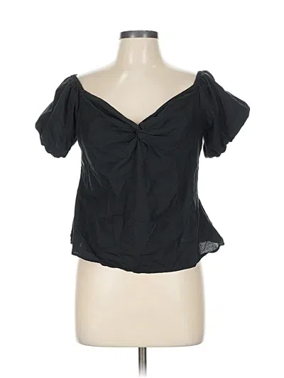 Pre-owned L'agence Short Sleeve Blouse In Black