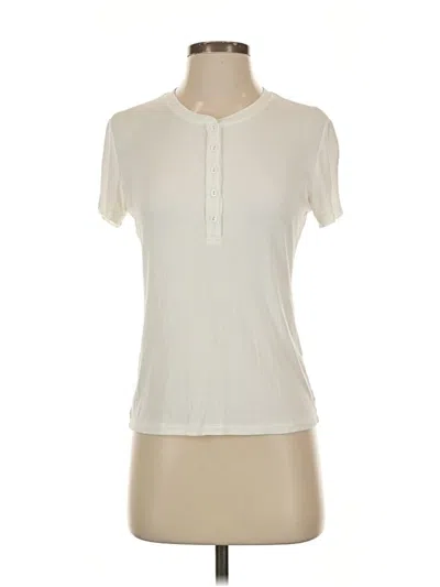 Pre-owned L'agence Short Sleeve Henley Shirt In White