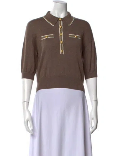 Pre-owned L'agence Short Sleeve Polo In Brown