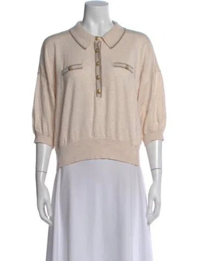 Pre-owned L'agence Short Sleeve Polo In Neutral