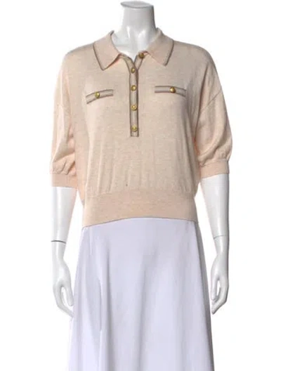 Pre-owned L'agence Short Sleeve Polo In Neutral