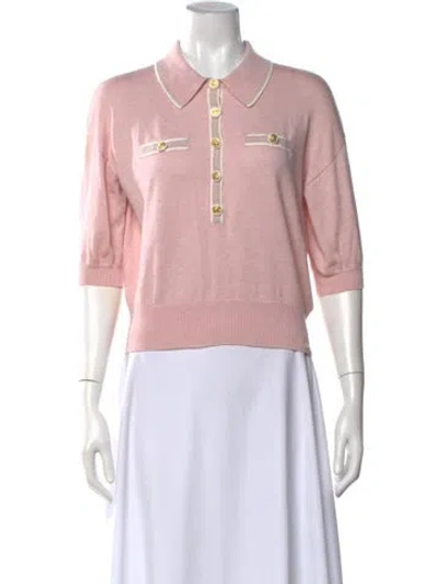 Pre-owned L'agence Short Sleeve Polo In Pink