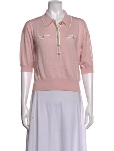 Pre-owned L'agence Short Sleeve Polo In Pink