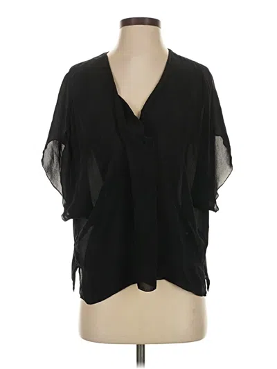 Pre-owned L'agence Short Sleeve Silk Top Black Plunge Neckline Tops