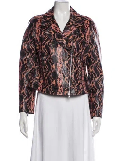 Pre-owned L'agence Silk Animal Print Biker Jacket W/ Tags In Black