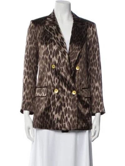 Pre-owned L'agence Silk Animal Print Blazer In Neutral