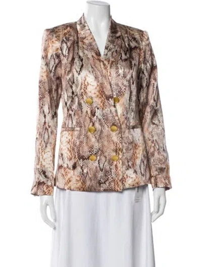 Pre-owned L'agence Silk Animal Print Blazer In Neutral