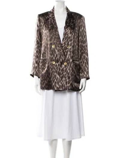 Pre-owned L'agence Silk Animal Print Blazer In Neutral