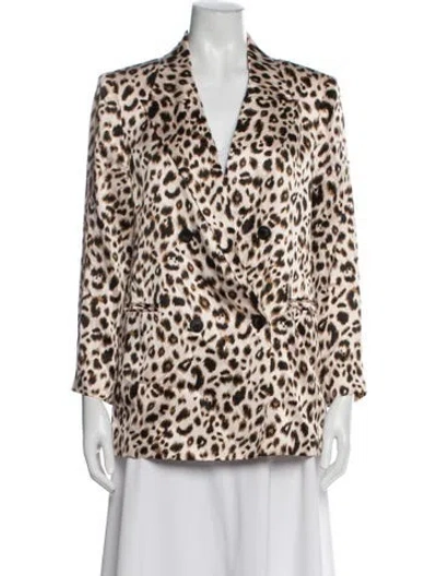 Pre-owned L'agence Silk Animal Print Blazer In Neutral