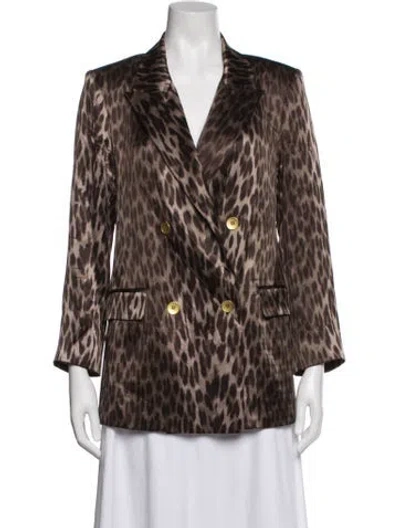Pre-owned L'agence Silk Animal Print Blazer In Neutrals