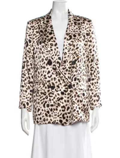 Pre-owned L'agence Silk Animal Print Blazer In Neutrals
