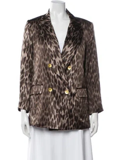 Pre-owned L'agence Silk Animal Print Blazer In Neutrals