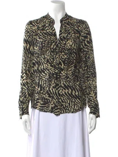 Pre-owned L'agence Silk Animal Print Blouse In Black