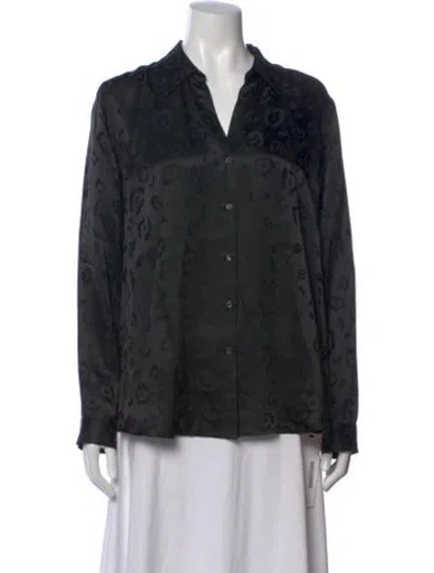 Pre-owned L'agence Silk Animal Print Blouse In Black