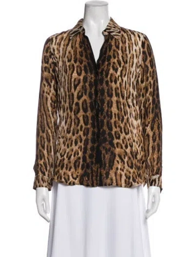 Pre-owned L'agence Silk Animal Print Blouse In Multi