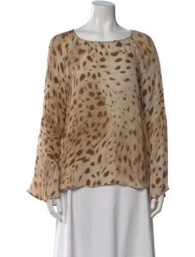 Pre-owned L'agence Silk Animal Print Blouse In Multi