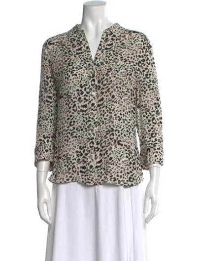Pre-owned L'agence Silk Animal Print Blouse In Multi