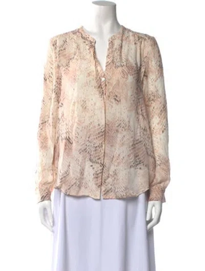 Pre-owned L'agence Silk Animal Print Blouse In Neutral