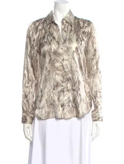 Pre-owned L'agence Silk Animal Print Blouse In Neutral