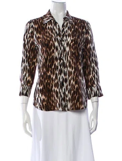 Pre-owned L'agence Silk Animal Print Blouse In Neutral