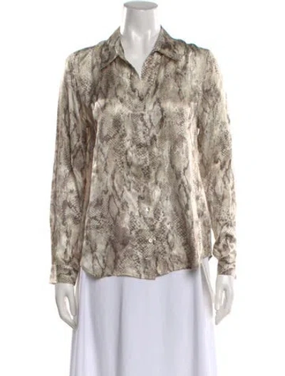Pre-owned L'agence Silk Animal Print Blouse In Neutral