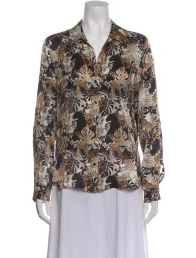 Pre-owned L'agence Silk Animal Print Blouse In Neutral