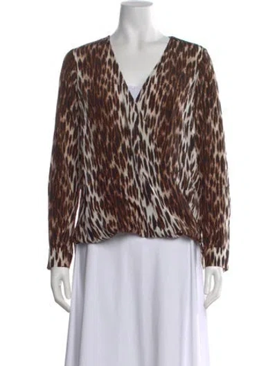 Pre-owned L'agence Silk Animal Print Blouse In Neutral