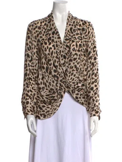 Pre-owned L'agence Silk Animal Print Blouse In Neutral