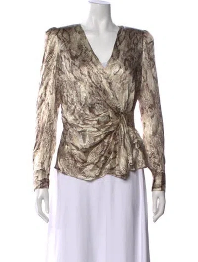 Pre-owned L'agence Silk Animal Print Blouse In Neutral