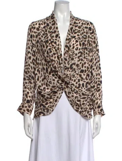 Pre-owned L'agence Silk Animal Print Blouse In Neutral